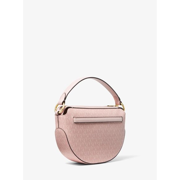 Michael Michael Kors Emilia Half Moon Crossbody Bag Dark Powder Blush Logo Pink - Picture 5 of 7